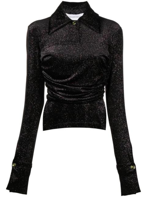 VIKTOR & ROLF gathered glitter velvet shirt