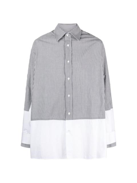 stripe-print panelled cotton shirt