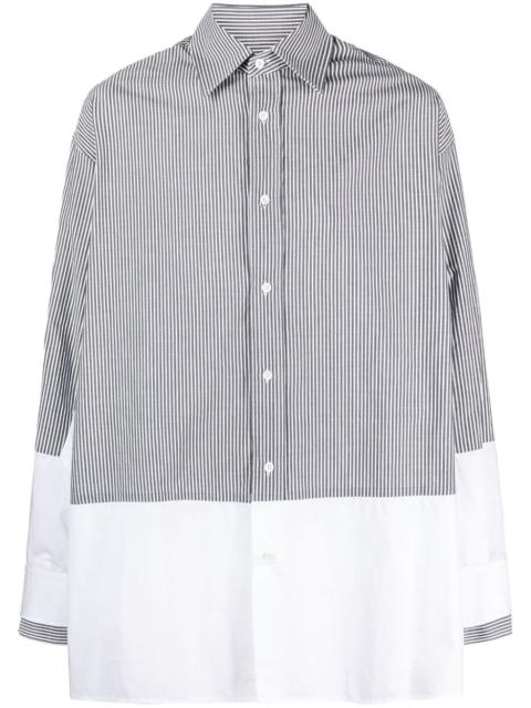 stripe-print panelled cotton shirt