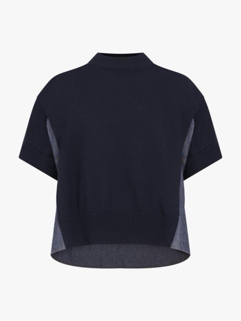 DENIM X KNIT PULLOVER | NAVY/BLUE