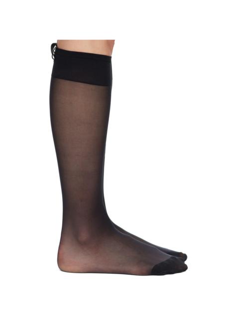 Thom Browne Black 4-Bar Sheer Nylon Knee High Socks