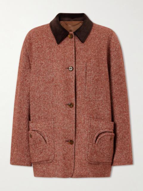 BLAZÉ MILANO Clelia Corduroy-trimmed Herringbone Jacket