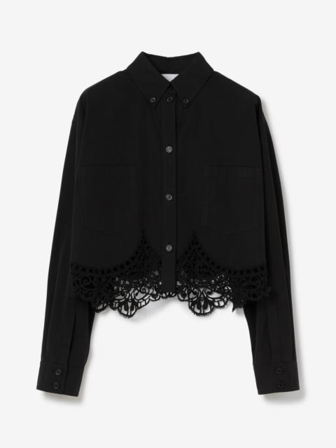 Macramé Lace Hem Cotton Cropped Shirt