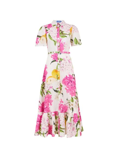 LEO LIN Becca floral ruffled-detail midi dress