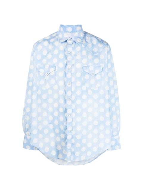 polka-dot print cotton shirt