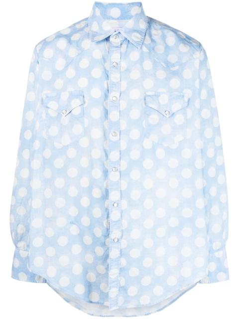 polka-dot print cotton shirt