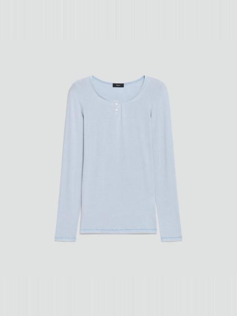 Theory Long-Sleeve Henley Tee in Lounge Jersey