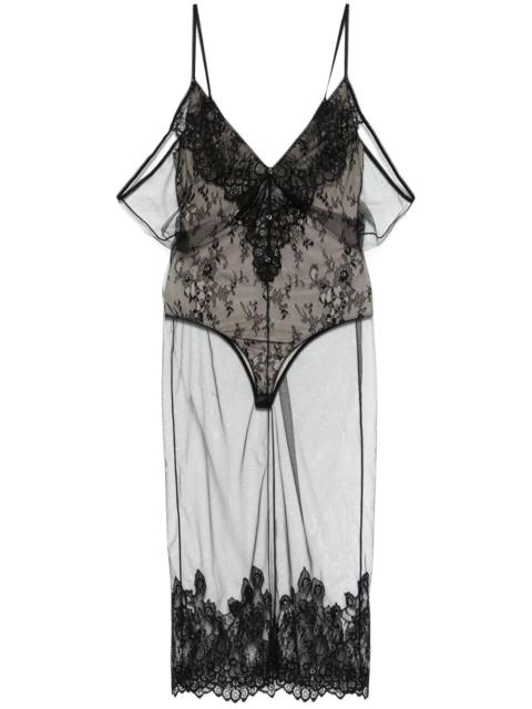 THE ATTICO tulle-overlay midi dress