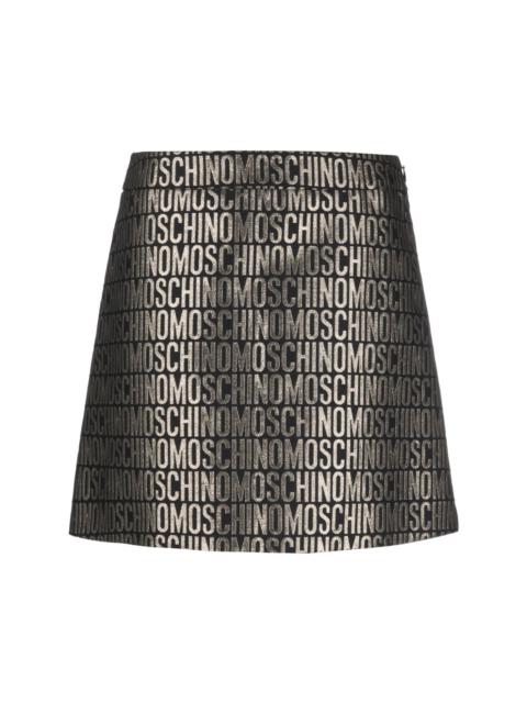 logo-jacquard metallic high-waist skirt
