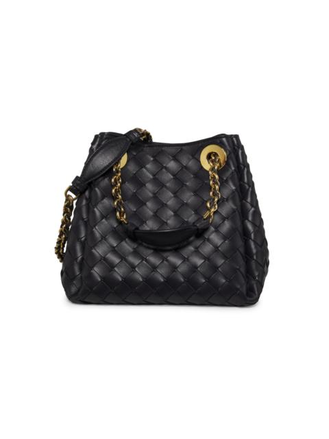 Bottega Veneta Women's Small Parachute Intrecciato Leather Shoulder Bag - Nocturnal Muse Brass