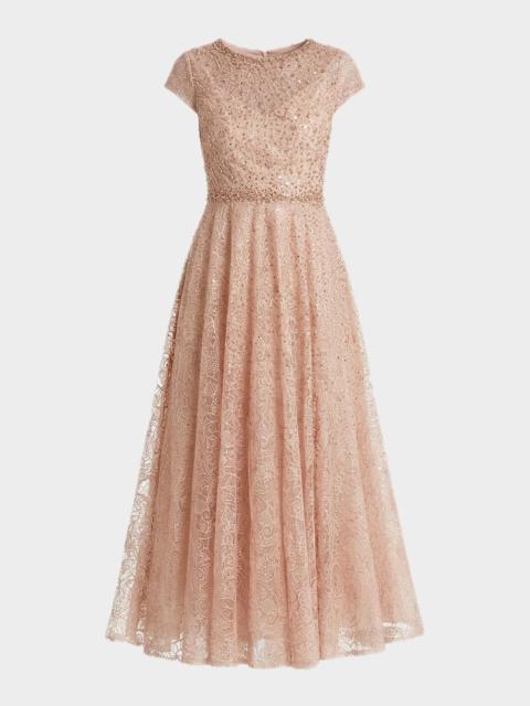 MAC DUGGAL Embellished A-Line Tea Length Dress
