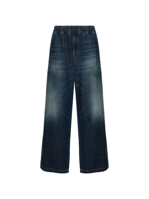 Valentino elasticated-waist wide-leg jeans