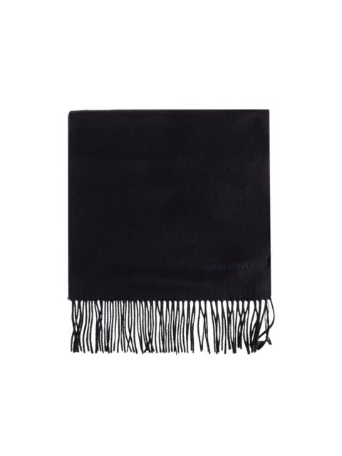 GIORGIO ARMANI fringed cashmere scarf