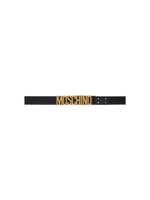 Moschino Black Allover Logo Belt