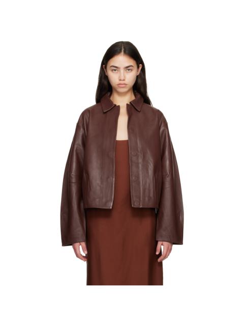 ST. AGNI Brown Cocoon Leather Jacket