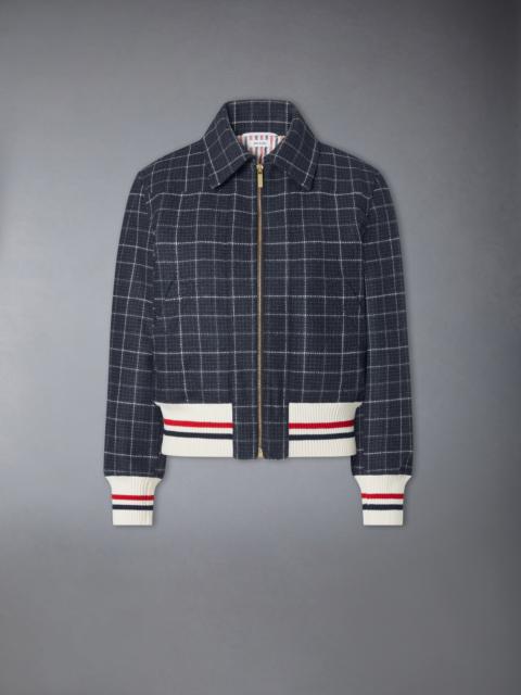 Thom Browne WINDOWPANE HOUNDSTOOTH TEVIOT TWEED CROPPED FLIGHT JACKET