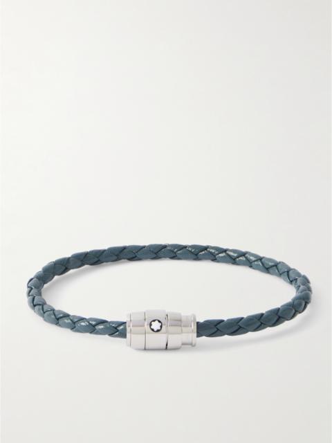Montblanc Meisterstück 3-Ring Stainless Steel and Woven Leather Bracelet