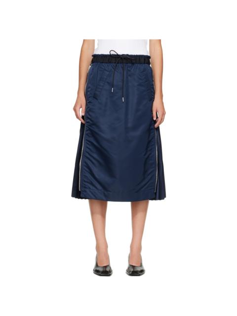 sacai Navy Nylon Twill Midi Skirt