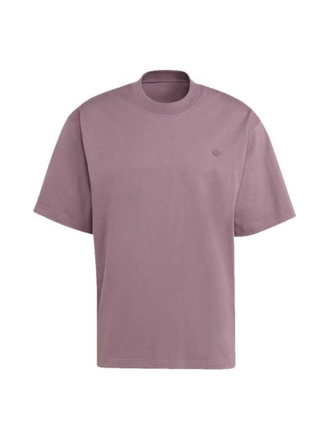 Men's adidas originals C Tee Solid Color Small Label Loose Sports Short Sleeve Light Purple T-Shirt 