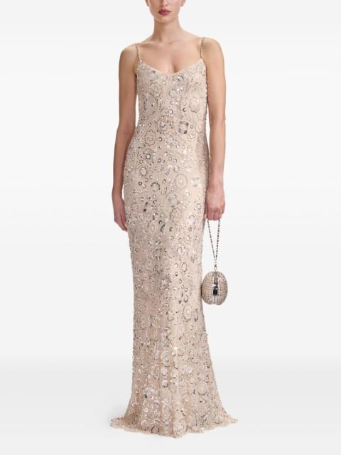 self-portrait embellished spaghetti-strap dress