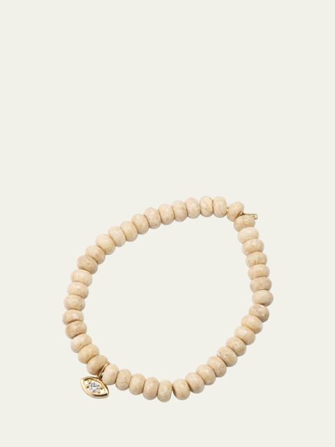 SYDNEY EVAN Diamond Marquise Eye Charm & Cream Jasper Bead Bracelet