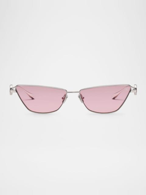 V-Logo Titanium Cat-Eye Sunglasses