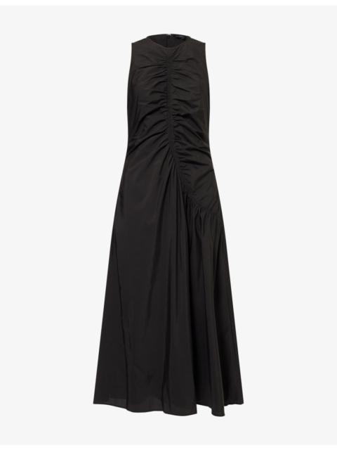 Theory Asymmetric Ruched Cotton Tank Dress