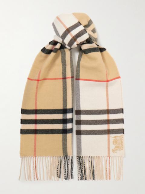 Burberry Fringed Checked Cashmere Scarf