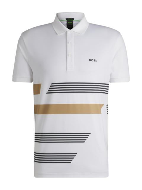 BOSS PADDY STRETCH-JERSEY POLO SHIRT WITH STRIPE PRINT