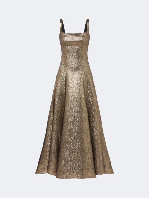 ROLAND MOURET Lamé jacquard gown