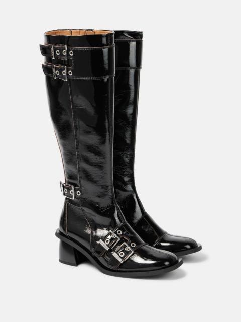 Feminine faux leather knee-high boots