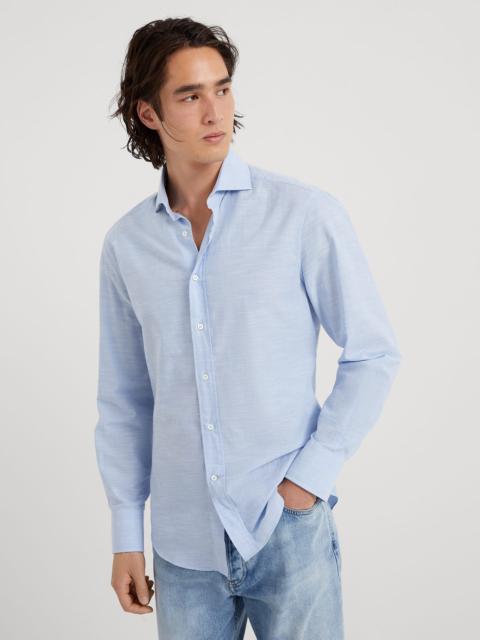 Lightweight Oxford slim fit shirt with spread collar