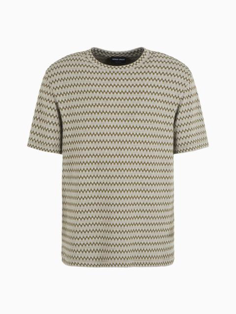 GIORGIO ARMANI Stretch viscose jacquard jersey crew-neck T-shirt