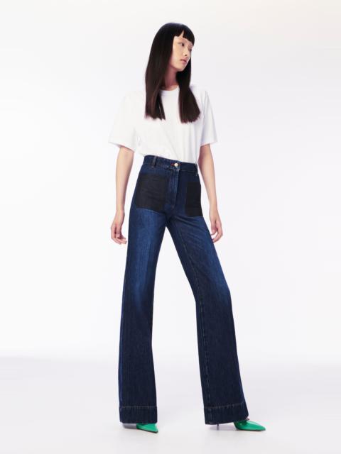 Victoria Beckham Alina High Waisted Patch Pocket Jean in Dark Wash