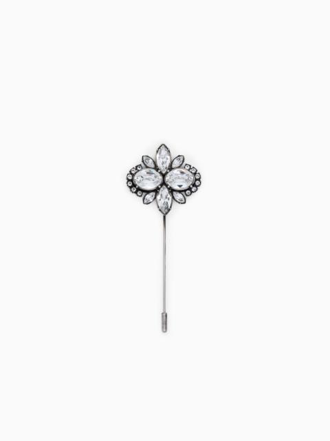 GIORGIO ARMANI METAL PIN WITH FLORAL ELEMENT
