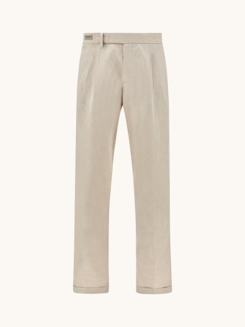 Paul & Shark CHINO TROUSERS IN LINEN AND COTTON WITH PLEATS