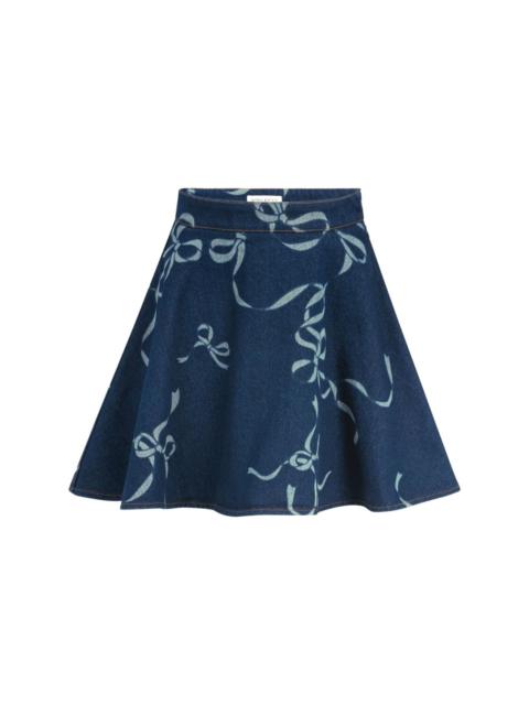 bow-print cotton skirt
