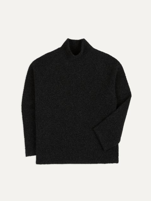 Drake's Charcoal Boucle Wool Pullover Fleece