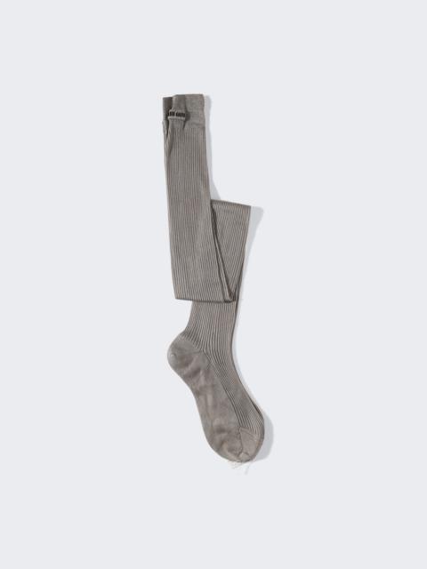 Miu Miu Ribbed Knit Silk Socks Grey