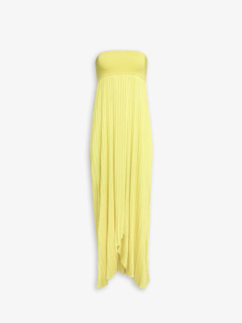 STRAPELESS DRESS IN PLEATED KNIT
