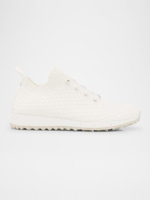 JIMMY CHOO Veles Cotton Knit Pearly Stud Sneakers