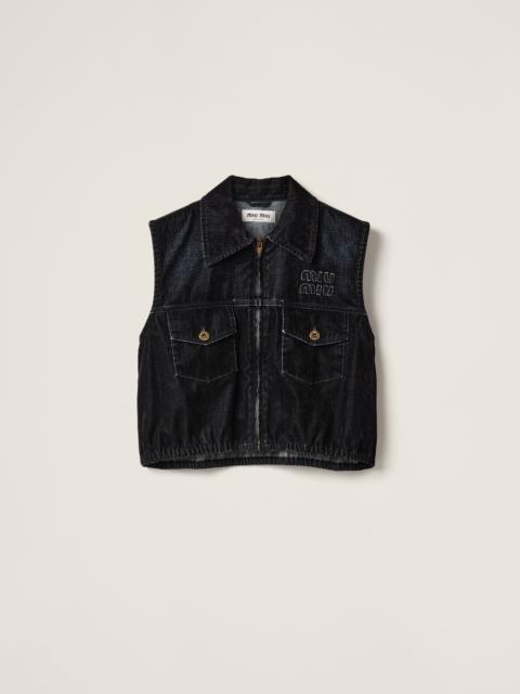 Miu Miu Washed flocked chambray top