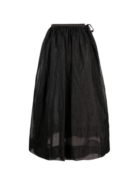 sheer tied-waist full skirt