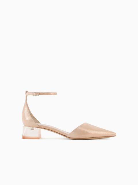 GIORGIO ARMANI Laminated suede d'Orsay court shoes