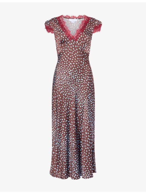 Never Fully Dressed Olivia Printed Satin Midi Dress