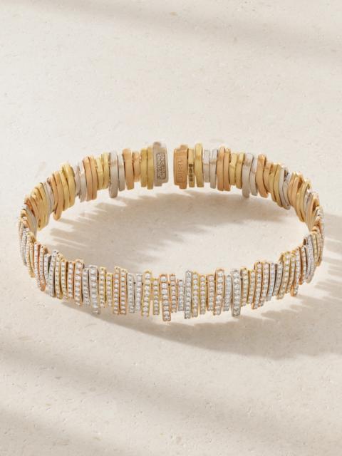 SUZANNE KALAN 18-karat White, Rose And Yellow Gold Diamond Bangle