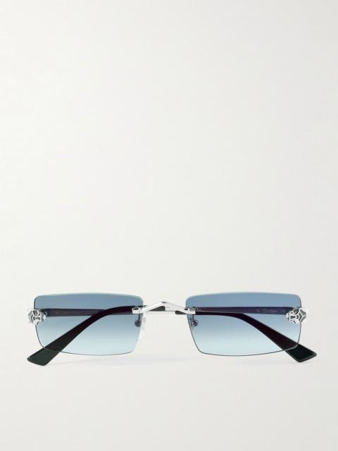 Cartier Panthère De Cartier Square-Frame Rimless Silver-Tone Metal Sunglasses Silver