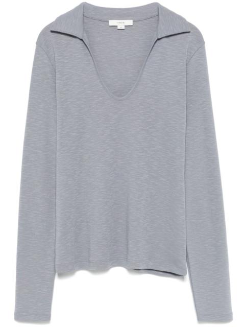 Vince open-neck long-sleeve polo top