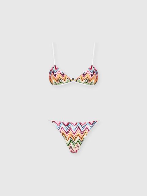 Missoni Bikini in stretch viscose with lace and zigzag motif and contrast ties