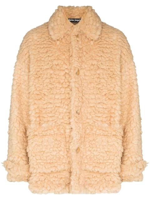 faux-shearling single-breasted short coat